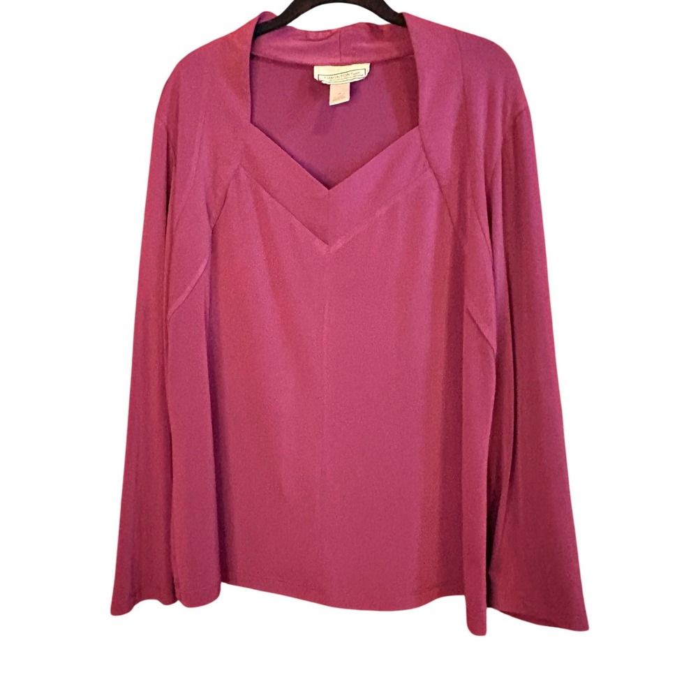 Simonton Says George Simonton Purple Long Sleeve Portrait Neck Blouse 1X GS3486